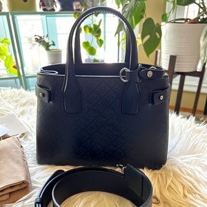 BURBERRY SMALL BANNER BAG IN PERFORATED LOGO LEATHER